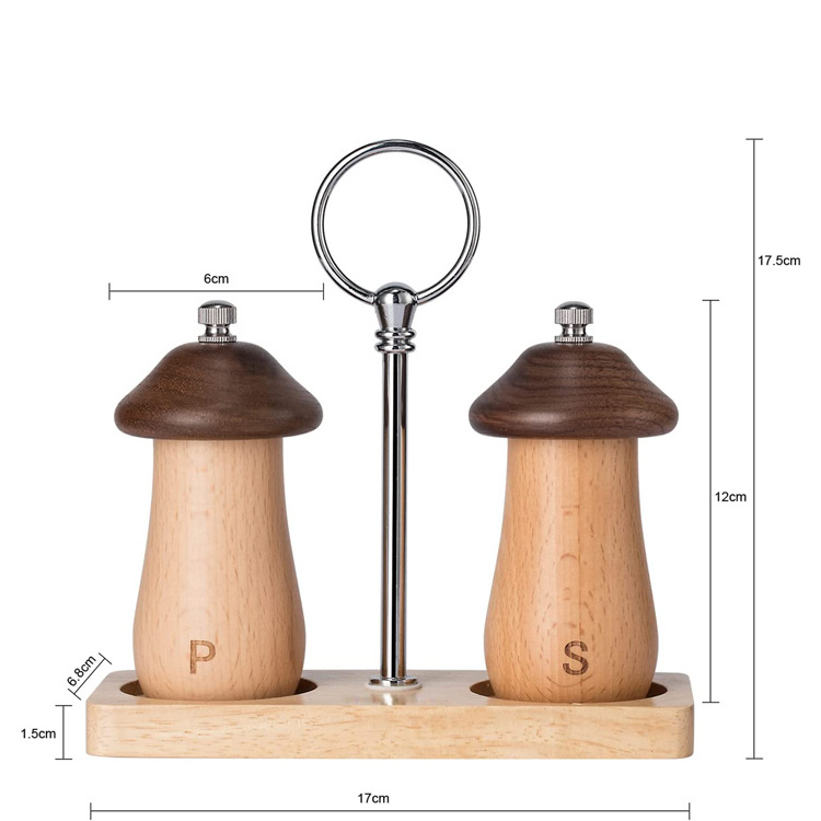 Wooden mushroom walnut and beech wooden pepper grinder and mill  pepper mill wood