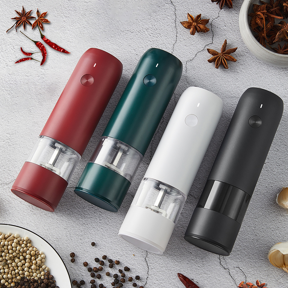 Electric pepper grinder has a cool-looking LED light at the bottom to help you check the amount of pepper