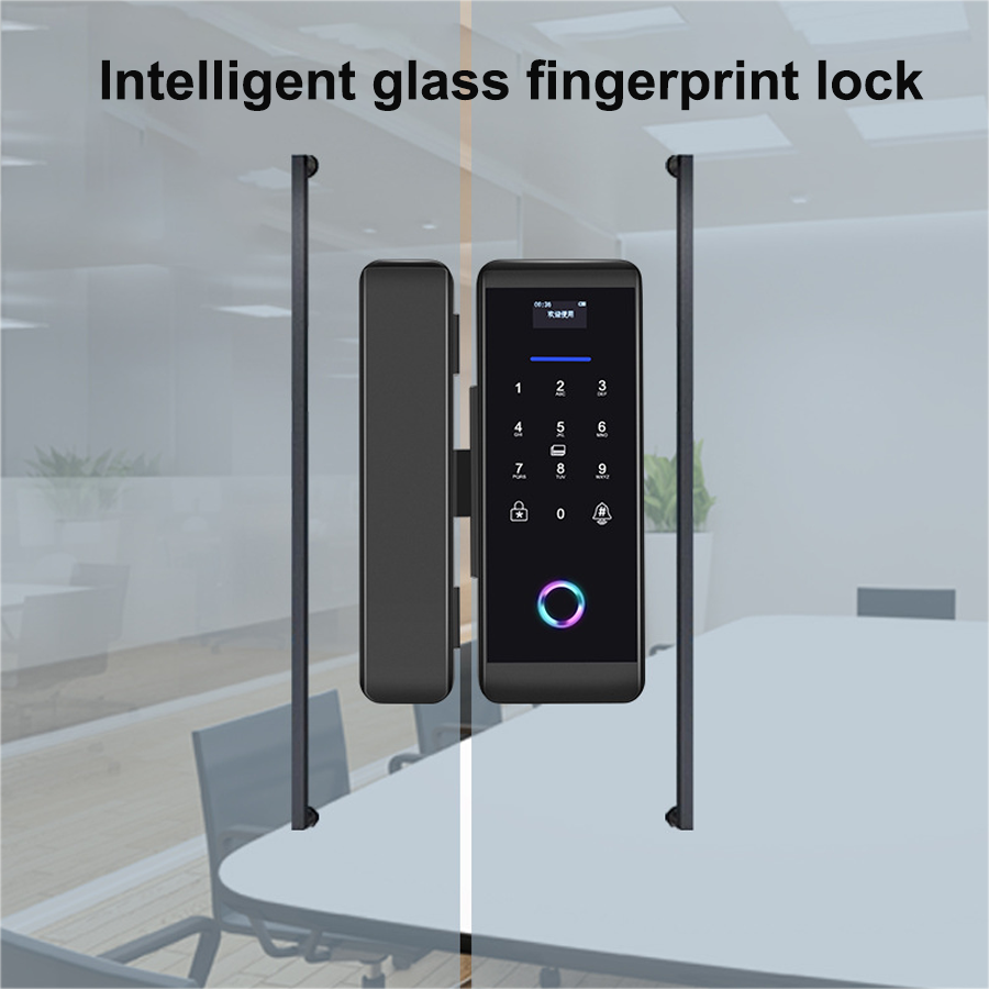 Smartier Tuya Wifi Fingerprint Biometric Keyless Glass Door Locks Digital Access Control Office Sliding Intelligent Door Lock