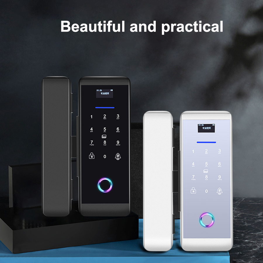 Smartier Tuya Wifi Fingerprint Biometric Keyless Glass Door Locks Digital Access Control Office Sliding Intelligent Door Lock