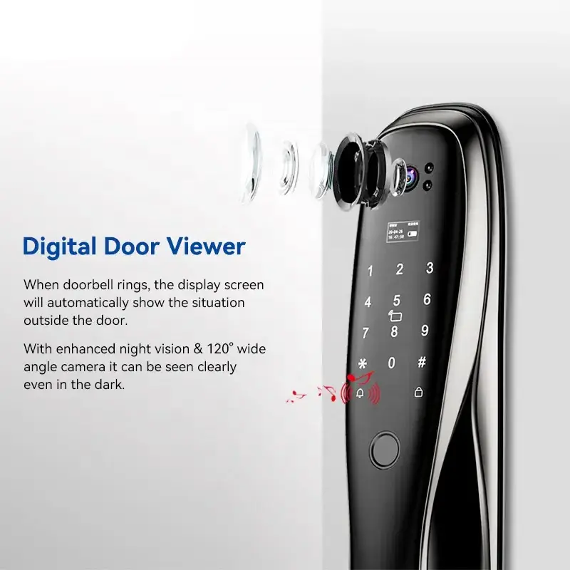 Smartier Tuya Digital Password Wifi Fingerprint Cat Eye Smart Home Door Locks USmart Go Biometric Safety Smart Lock