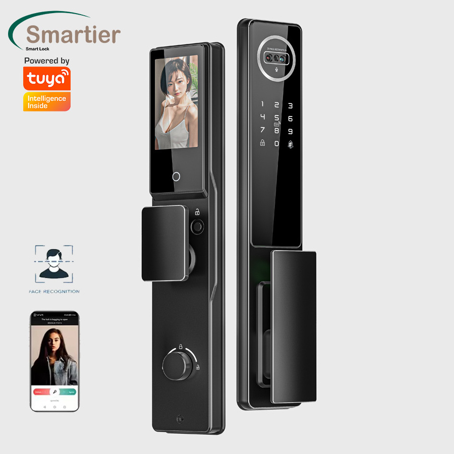 Smartier Tuya Fully Automatic Facial Recognition Digital Lock CNC Precision Carving Technology Electronic Fingerprint Smart Lock