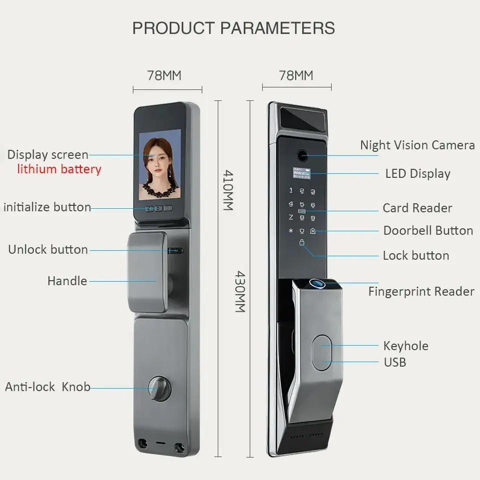 Smartier Tuya Smart Digital Biometric Lock Fully Automatic Digital Password Smart Lock Home Security Fingerprint Lock