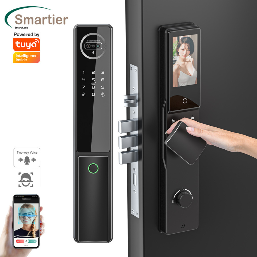 Smartier Tuya Fully Automatic Facial Recognition Digital Lock CNC Precision Carving Technology Electronic Fingerprint Smart Lock