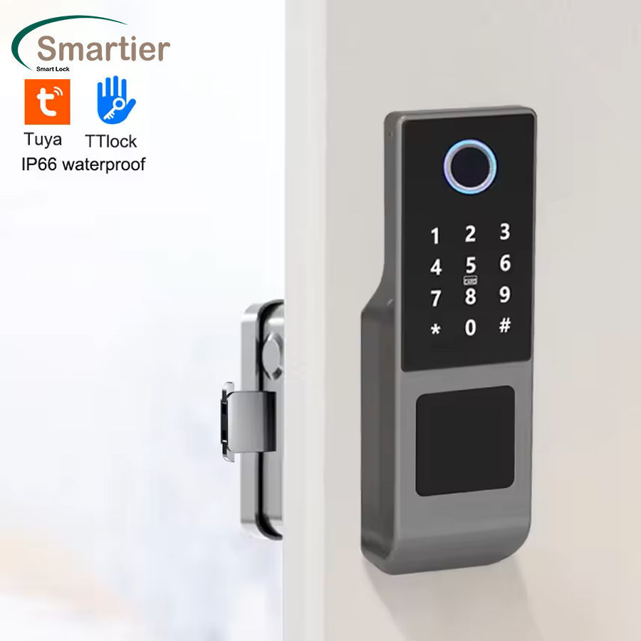 Smartier Waterproof Double Sides Rim Lock Tuya Wifi App Digital Ttlock Smart Fingerprint Door Lock For Outdoor Gate Front Door