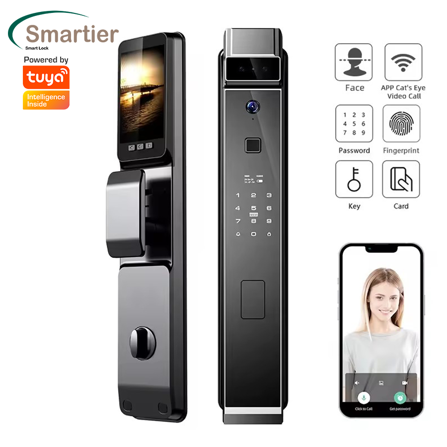 Smartier Outdoor Fingerprint Electric Automatic Gate Lock Tuya Wifi Fully Automatic Smart Lock 3d Face Recognize With Camera