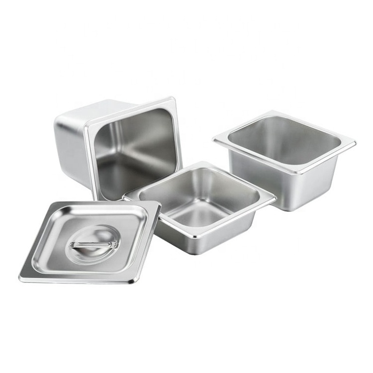 Hotel Supplies Stainless Steel Gastronorm Food Container GN Pan Small Rectangle Ice Cream Display With Difference Thickness