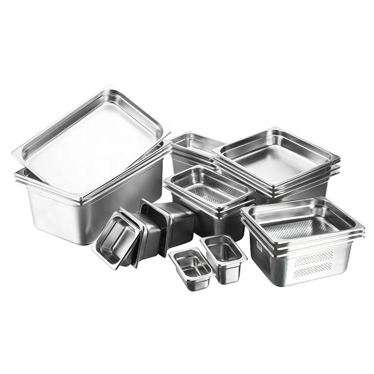 Hotel Supplies Stainless Steel Gastronorm Food Container GN Pan Small Rectangle Ice Cream Display With Difference Thickness