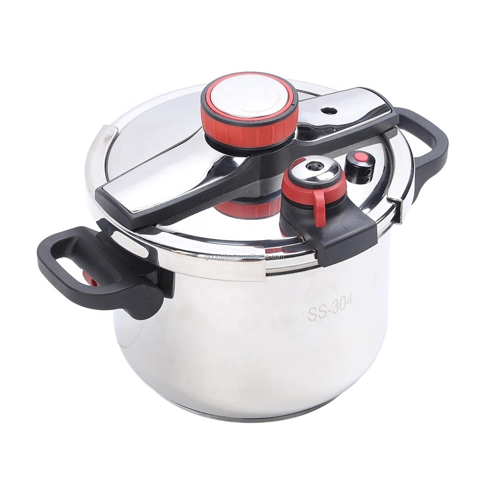 304 Stainless Steel Pot Tall Design with Foldable Handle 6.0L Capacity Pressure Cooker for Gas and Induction Stoves