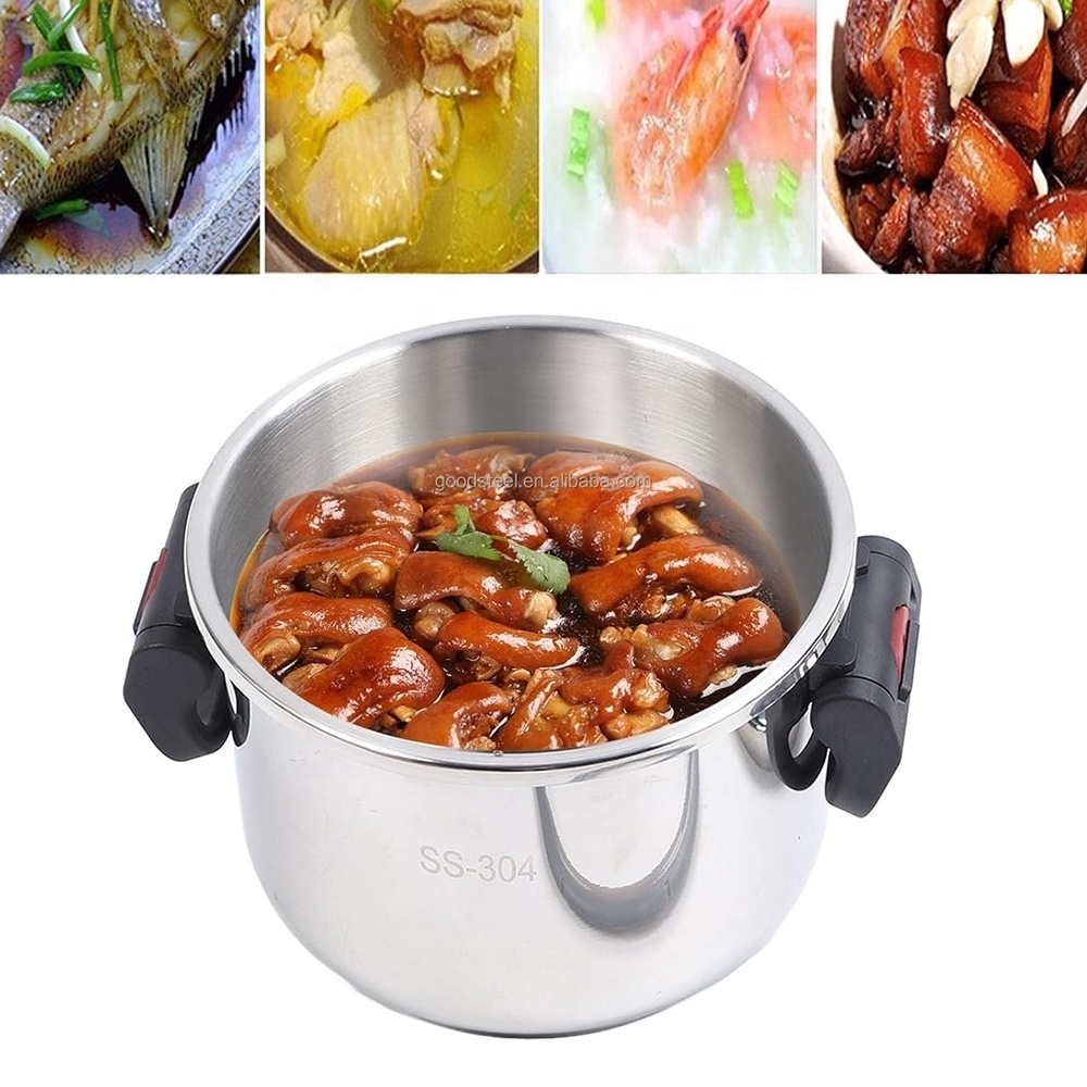 304 Stainless Steel Pot Tall Design with Foldable Handle 6.0L Capacity Pressure Cooker for Gas and Induction Stoves