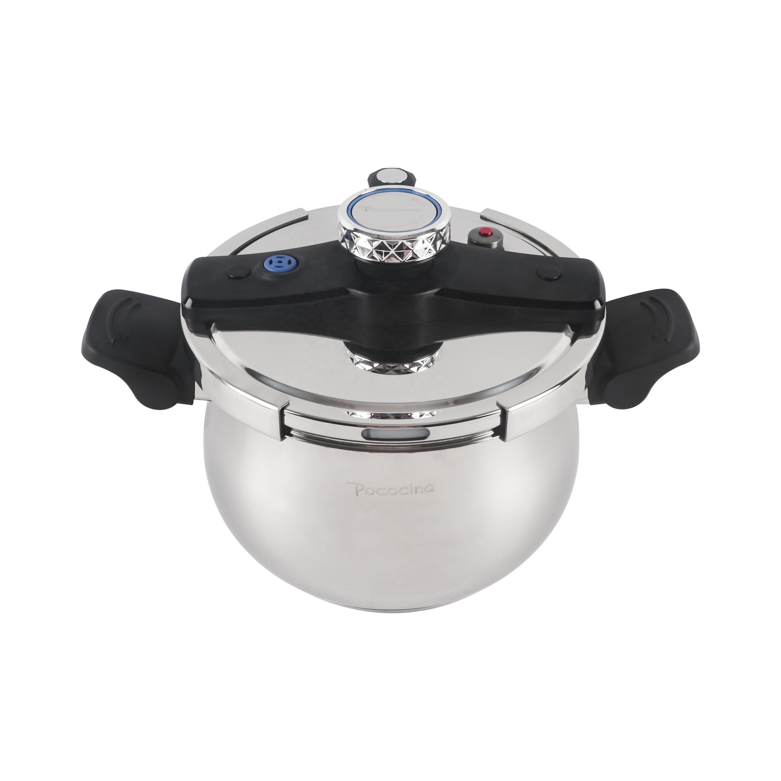 Rotation Pressure Cooker 6L Belly Shape Pressure Cooker Food Grade Aluminum with Bakelite Handle for Gas Induction Stoves