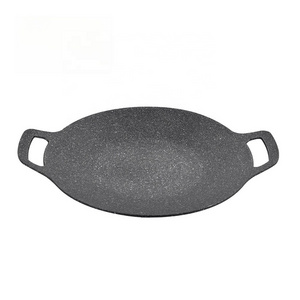 Stone healthy korean style grill pan 3.5mm cast iron non stick grill pan for camping Cookware