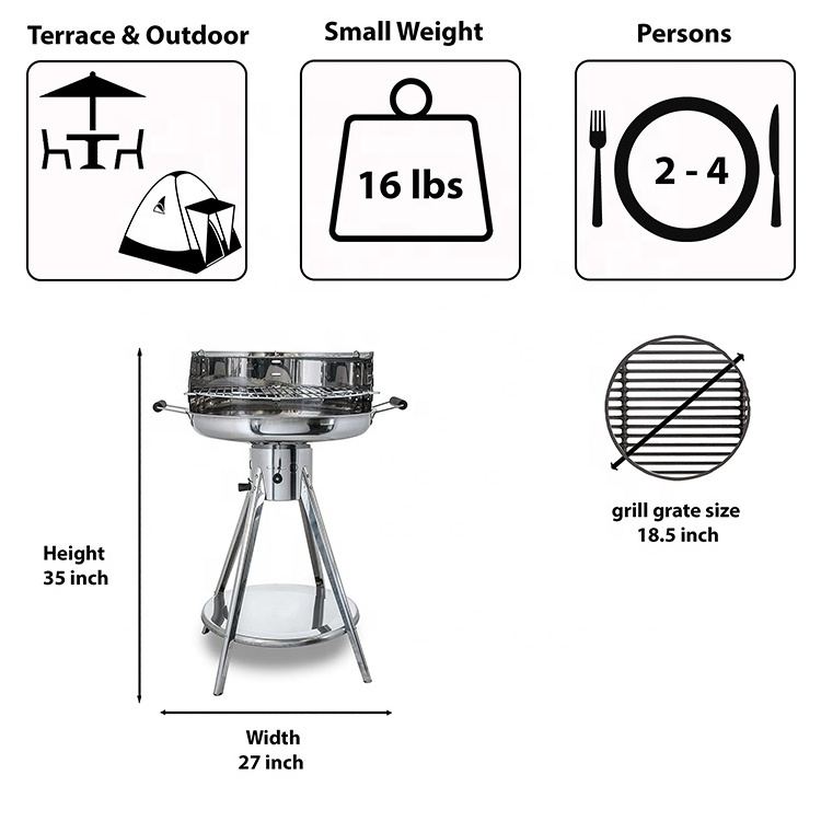 Outdoor Wood Stove Burner Portable Camping Hiking Picnic Charcoal Barbecue Stand Grill Stainless Steel upright Cooking BBQ Grill