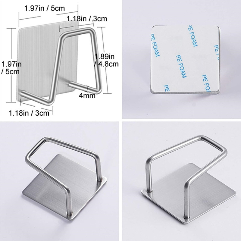 Stainless Steel Rust Proof Waterproof Quick Drying Adhesive Sponge Holder Sink Caddy For Kitchen Bath Accessories  Kitchen Hook