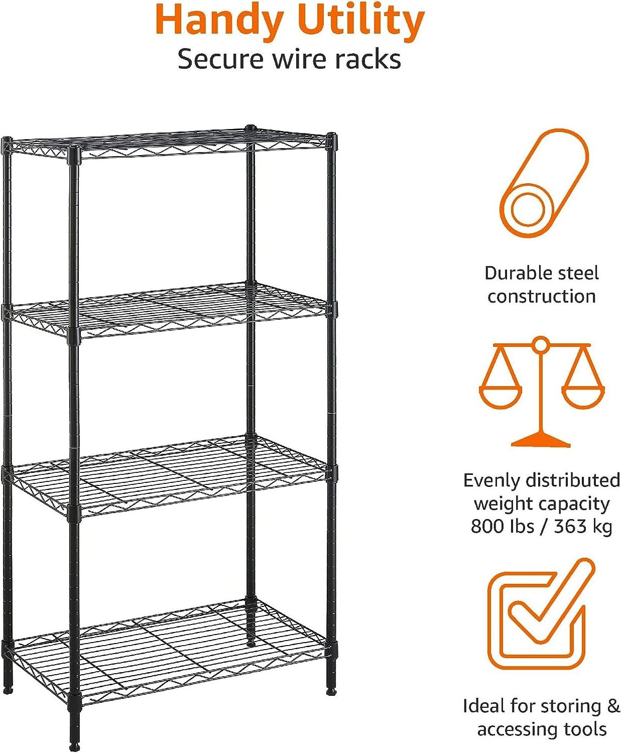 Amazon bestseller 2 4 5 Tier Wire Shelving Units Adjustable Metal Storage Rack NSF Pantry Shelves Kitchen Organization Shelf