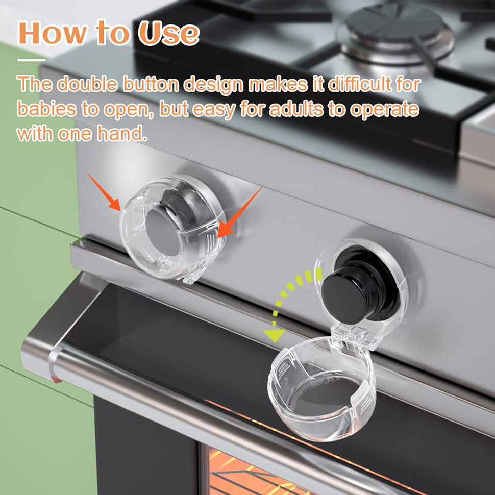 Child Proof Clear View Stove Knob Covers Protect Little Kids with A Child Proof Lock for Oven/Stove Top/Gas