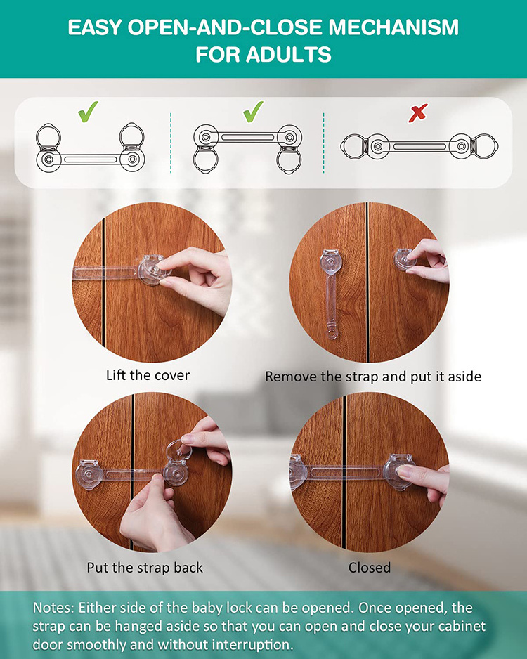 Baby Proof Cabinet Latches Childproof Drawer Latches Adjustable No Drilling Child Safety Cabinet Locks Straps Baby Drawer Locks