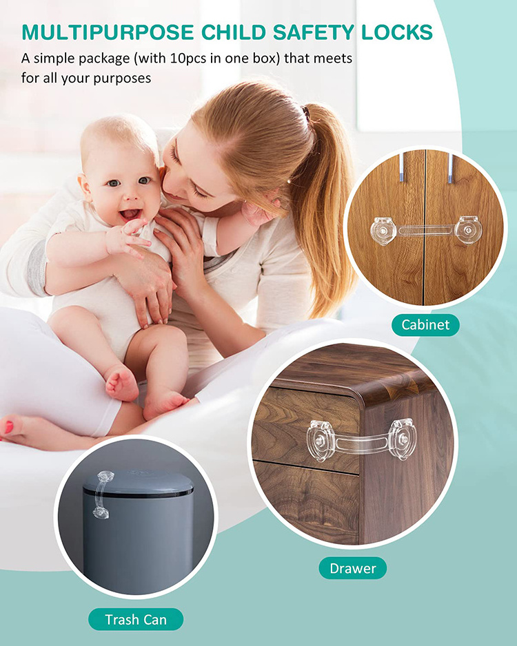 Baby Proof Cabinet Latches Childproof Drawer Latches Adjustable No Drilling Child Safety Cabinet Locks Straps Baby Drawer Locks