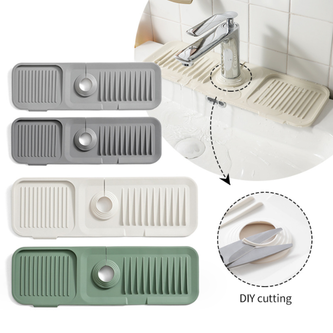 Kitchen Faucet Sink Splash Guard Silicone Faucet Water Catcher Mat Sink Draining Pad Behind Faucet Rubber Drying Mat