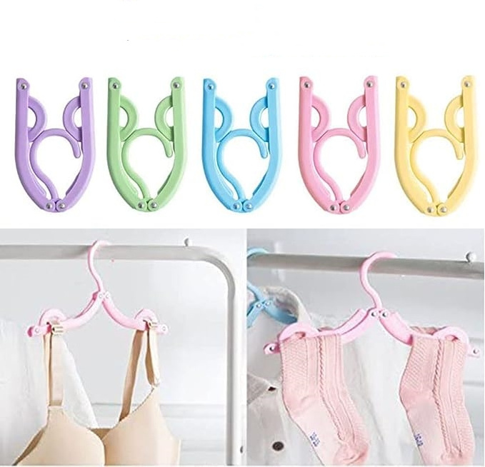 2023 Hot Sale Plastic Travel Hangers Portable Folding Clothes Hangers Travel Accessories Foldable Clothes Drying Rack for Travel