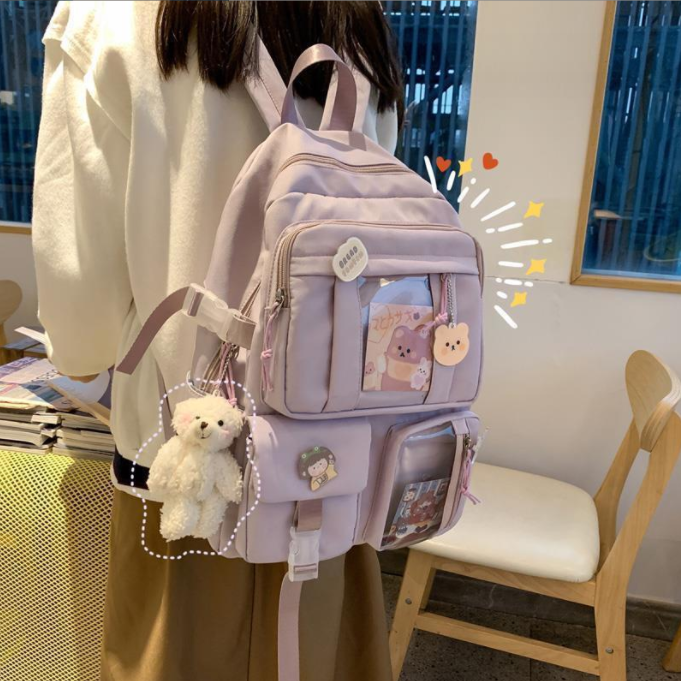 Kawaii Backpack Cute Backpack for Teen Girl for School Kids Bookbag Travel Backpack Large capacity Aesthetic Canvas school bag