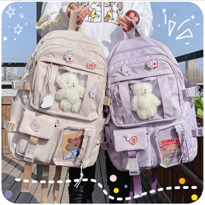 Kawaii Backpack Cute Backpack for Teen Girl for School Kids Bookbag Travel Backpack Large capacity Aesthetic Canvas school bag