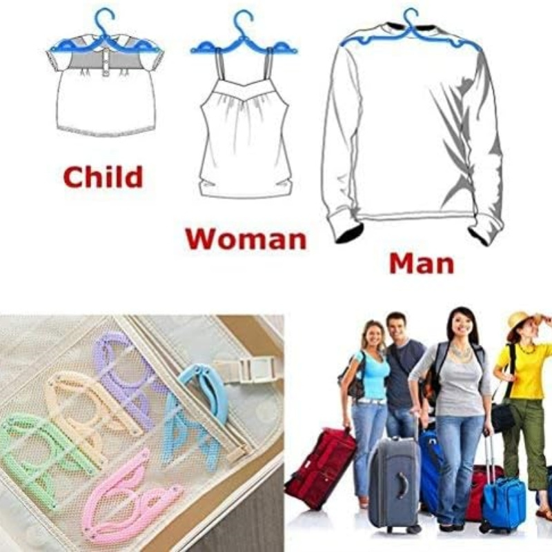 2023 Hot Sale Plastic Travel Hangers Portable Folding Clothes Hangers Travel Accessories Foldable Clothes Drying Rack for Travel