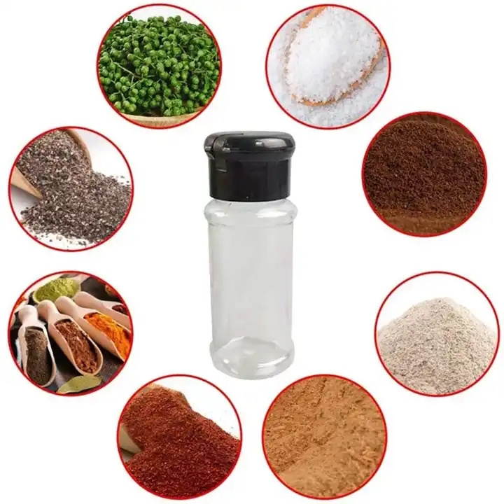 3OZ Plastic Spice Jars 35g/60g PET Bottles with Black Sifter lids Seasoning Jars Set Shaker Lids for Condiment Storing Spice