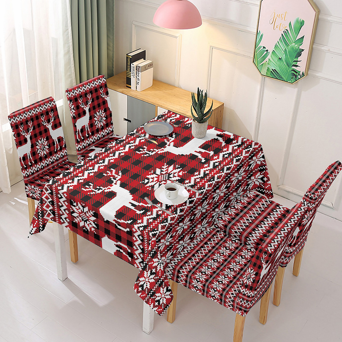 2023 Christmas Checkered Tartan Rectangle Tablecloth Xmas Table Cloths Stain Resistant Washable Table Cover for Dining Parties