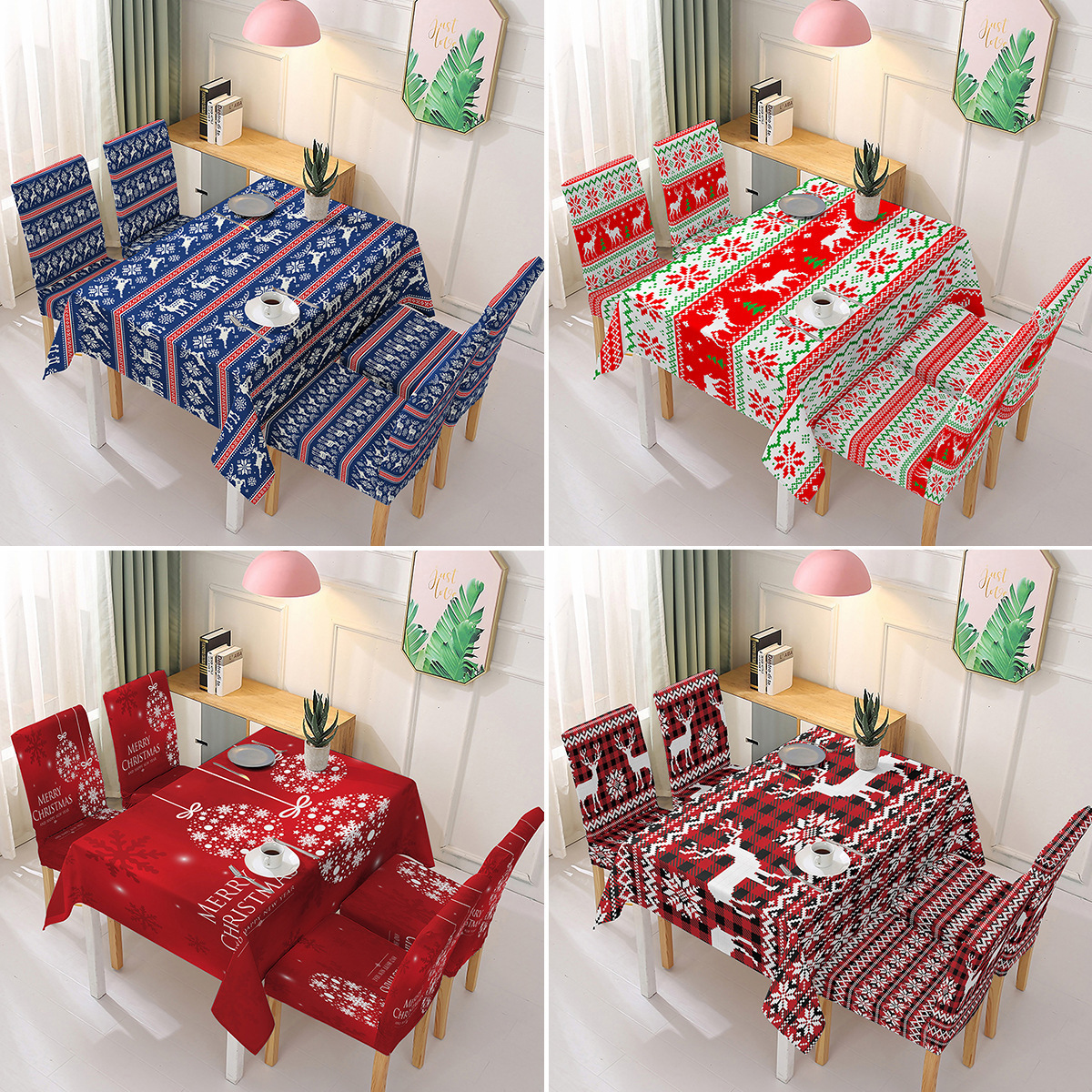 2023 Christmas Checkered Tartan Rectangle Tablecloth Xmas Table Cloths Stain Resistant Washable Table Cover for Dining Parties