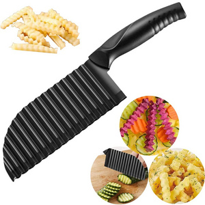 Crinkle Potato Cutter Stainless Steel Waves French Fries Slicer Handheld Chipper Chopper Vegetable Salad Chopping Knife