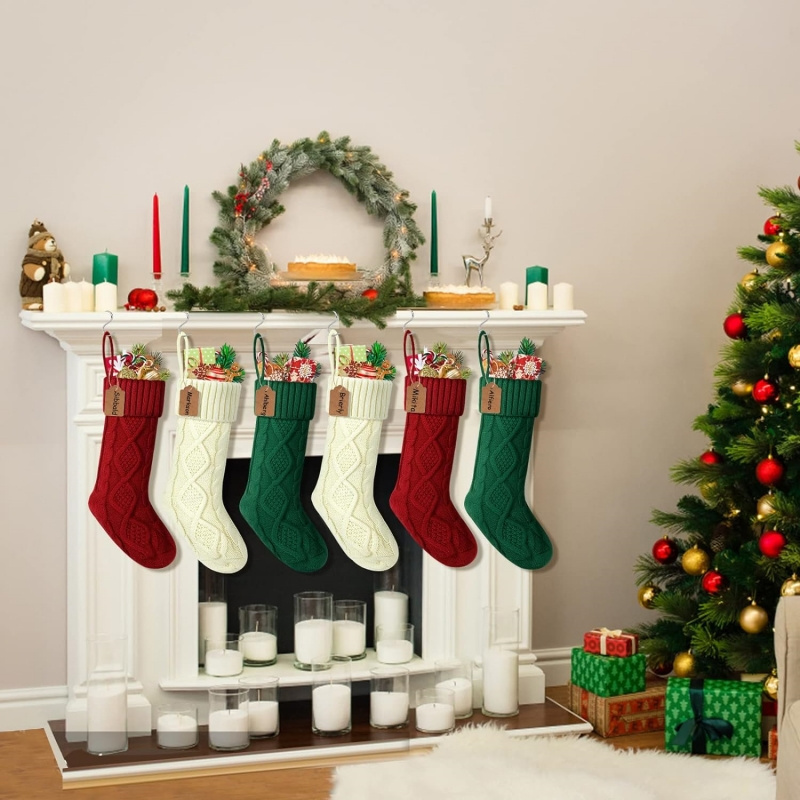 2023Christmas Stockings Large Personalized Stockings Knit Xmas Stocking Christmas Decoration for Home Fireplace Decoration Gifts