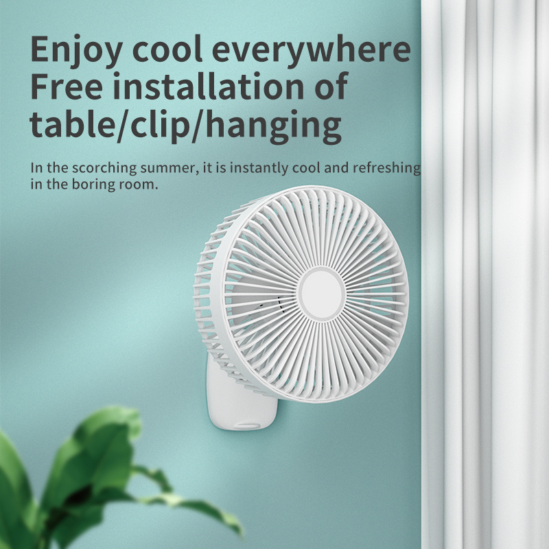 Portable Adjustable Height Oscillating Clip Air Cooling Fan Intelligent Removable Front Cover Rechargeable Folding Storage Fan