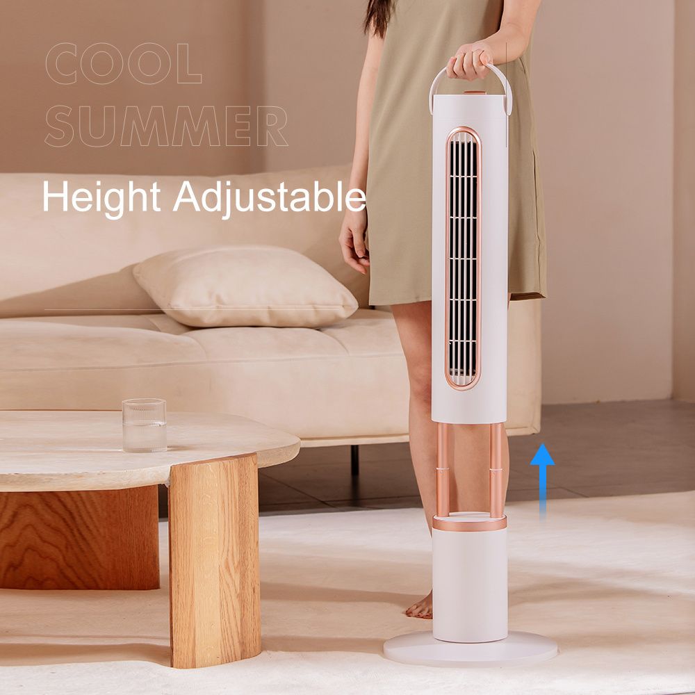 Portable Household Adjustable Height Tower Fan with 10000mAh Battery Rechargeable Smart Fast Charge Folding Rotatable Tower Fan