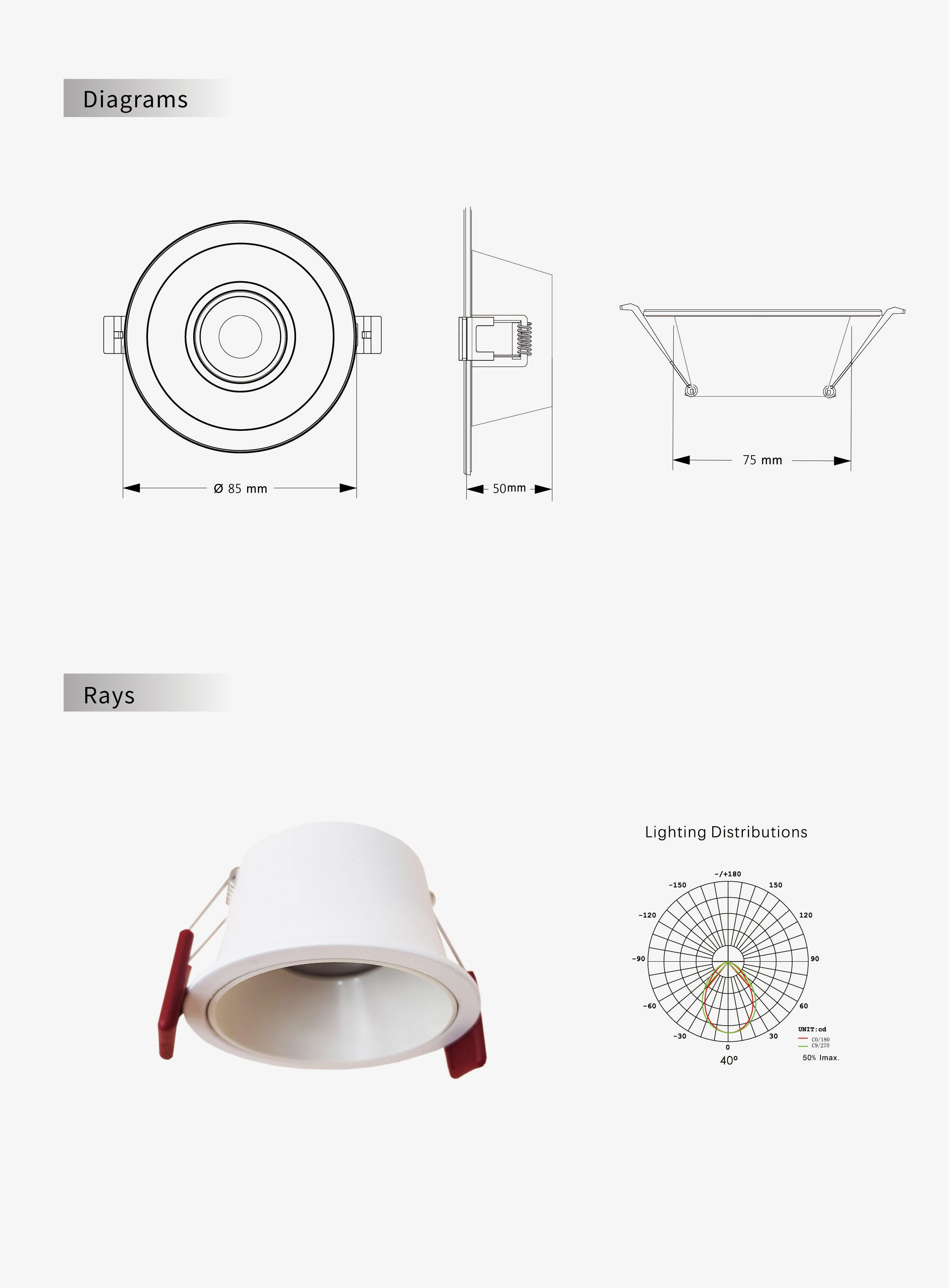 Shenzhen Technology Anti Glare IP44 UGR 19 Recessed 7W 9W 12W 15W 18W 20W 24W 30W 40W 50W Retrofit COB LED Downlight