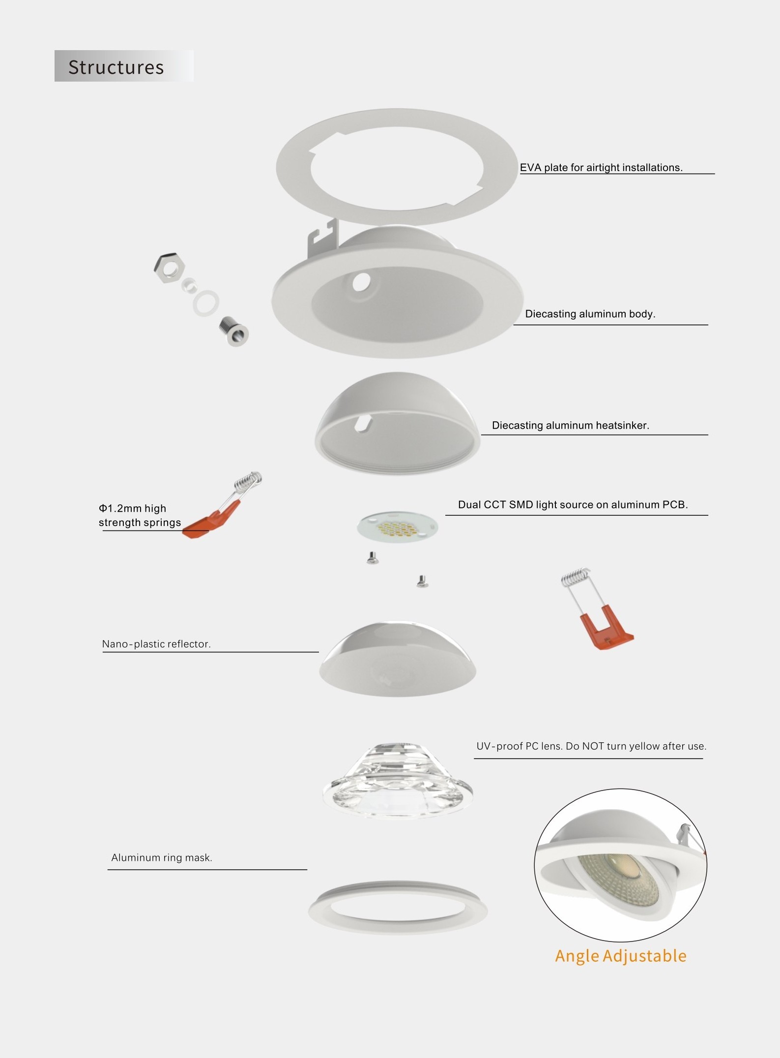 ETL CE SAA 4inch 9W Triac Dimmable  Gimbal LED Recessed Ceiling Light