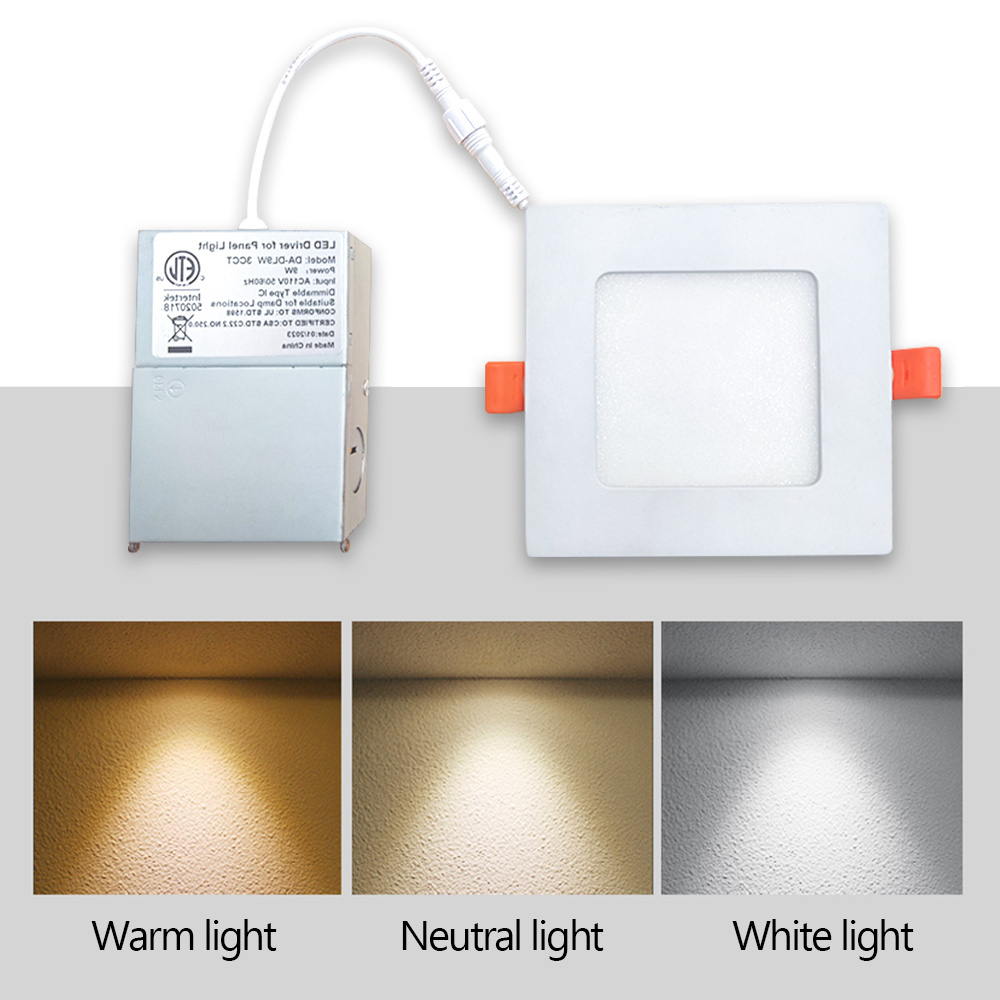 Shenzhen Technology No Flicker CCT Selectable Recessed Ceiling Light 4inch 9W Square LED Slim Panel Light