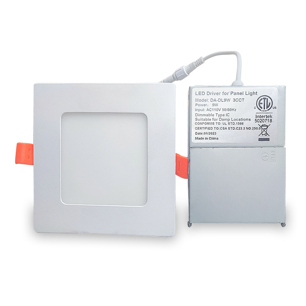 Shenzhen Technology No Flicker CCT Selectable Recessed Ceiling Light 4inch 9W Square LED Slim Panel Light