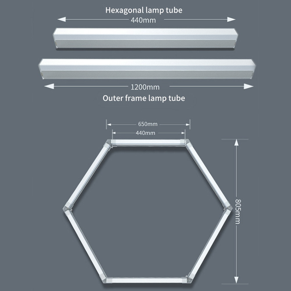 440mm LED Tubes 6500K DIY Customized Shapes Aluminum Profile Garage Hexagonal LED Light