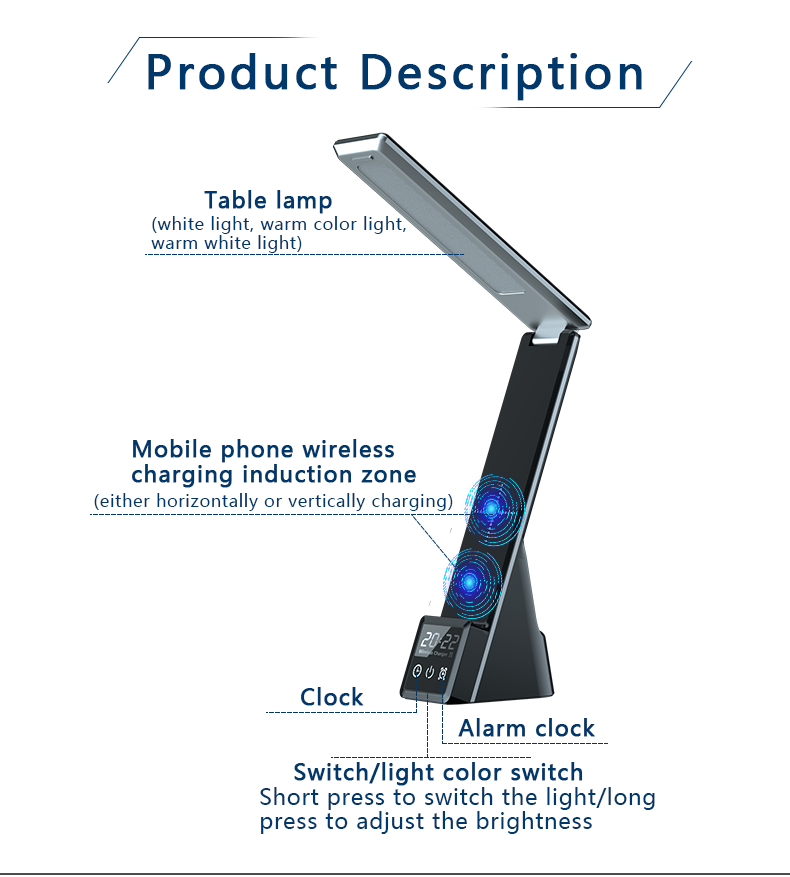 N61 Led Table Desk Lamp 4 in 1 Qi Wireless Charger Multifunction Reading Light for Mobile Phone Watch Earphone Charge