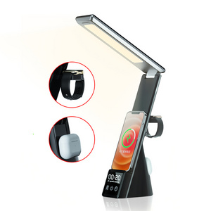 N61 Led Table Desk Lamp 4 in 1 Qi Wireless Charger Multifunction Reading Light for Mobile Phone Watch Earphone Charge