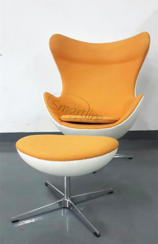 Comfortable Egg shaped chair revolving armchair with  ottoman for hotel or leisure area