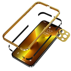 For iPhone 14 Pro Max Luxury Case Electroplated Glossy Stainless Steel Personalized Phone Case with Lens Cover