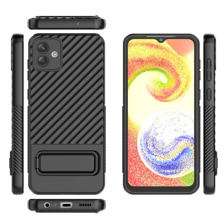 For Samsung Galaxy A04 / A04e 4G Mobile Phone Back Cover Wavy Texture TPU Phone Case with Lens Film