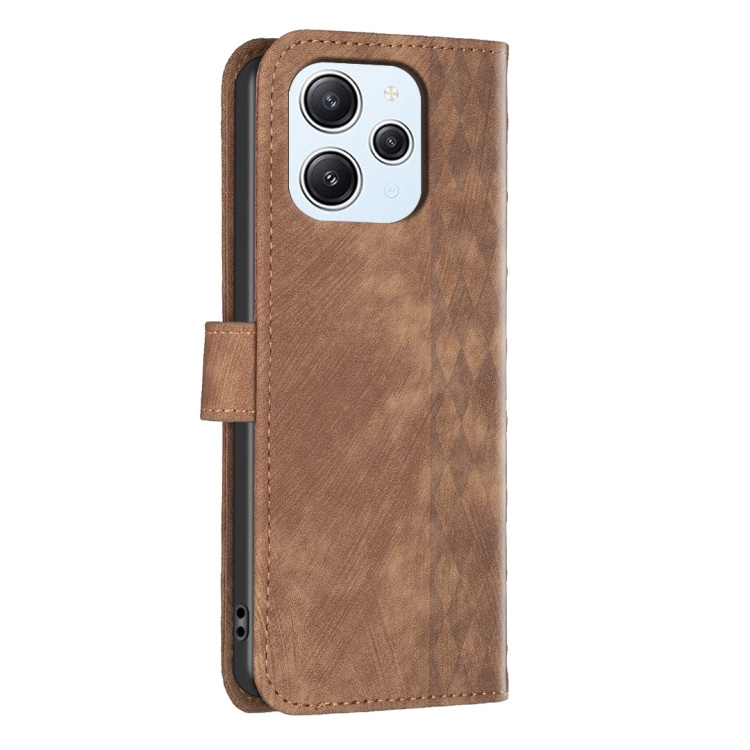 Hot Sale Xiaomi Redmi 12 Plaid Embossed Leather Phone Case PU + TPU Leather Phone Case For Xiaomi Redmi 12