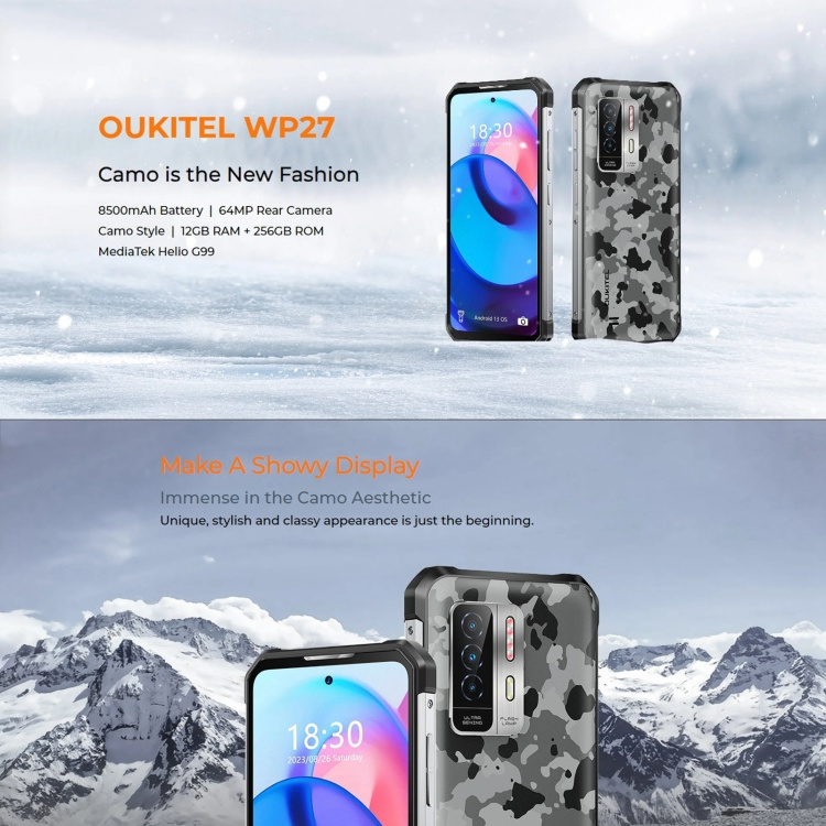 Good feedback Oukitel WP27 Rugged Phone 12GB+256GB 6.8 inch Android 13 33W PD charging 3g 4g smartphone Cell Mobile Phone