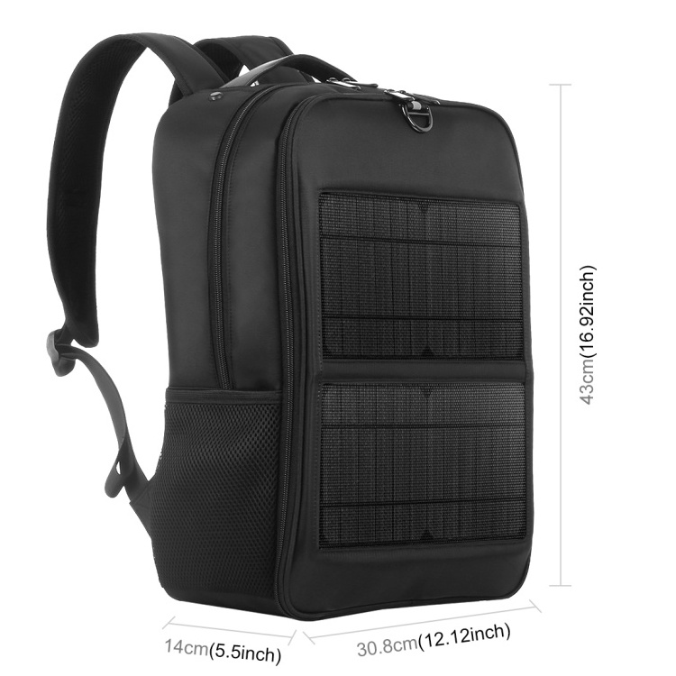 HAWEEL 14W Solar Panel Power Backpack Laptop Bag with Handle and 5V / 2.1A Max USB Charging Port