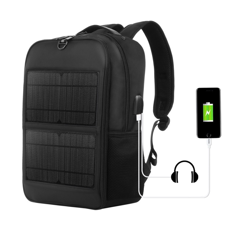 HAWEEL 14W Solar Panel Power Backpack Laptop Bag with Handle and 5V / 2.1A Max USB Charging Port