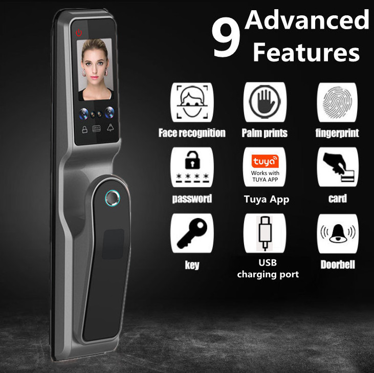 tuya smart Control Electronic Door Smart Homel Key Lock Digital Safe Auto Fingerprint Security Face Recognition Camera