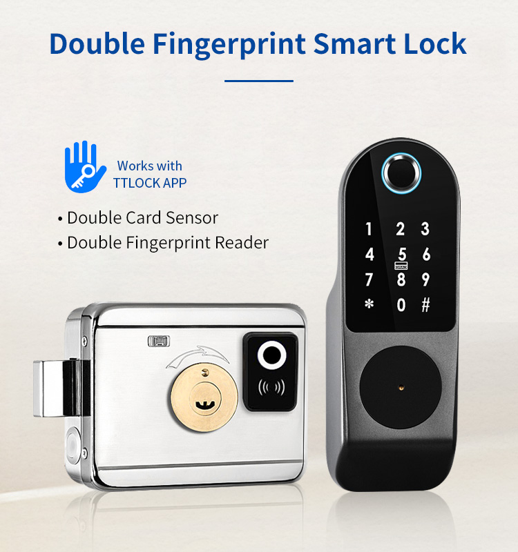 WiFi Biometric both sides Fingerprint khoa cua van tay cerraduras electronic exterior gate door lock with Tuya App TTlock